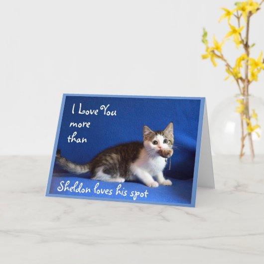 Kitten zegt dat ik mijn Valentijn ben Kaart (Gele Bloem)