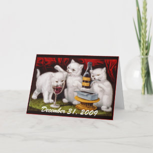 Kittenfeest! Voor & Na - Wenskaart Feestdagen Kaart
