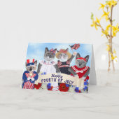 Kittens 4 juillet Carte de voeux (Fleur jaune)