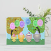 Kittens avec ballons Invitation de fête d'annivers (Debout devant)