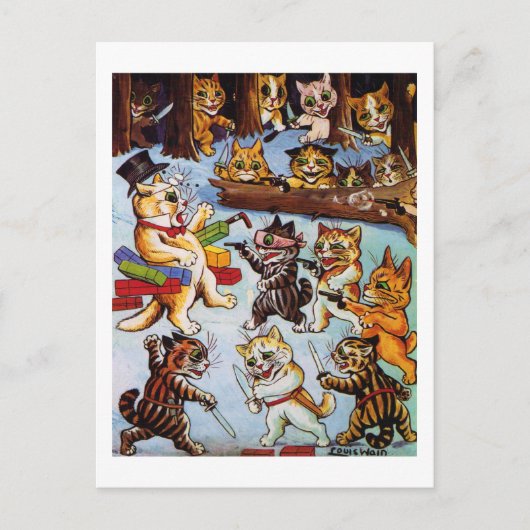 Kitten's Bandits, Louis Wain Briefkaart (Voorkant)