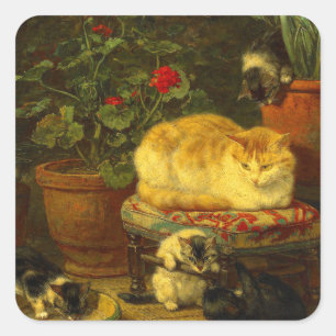 Kittens bij Play Vierkante Sticker