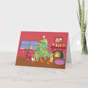 Kittens eerste kerstfeest feestdagen kaart