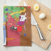 Kittens eerste kerstfeest theedoek (Quarter Fold)