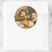 Kittens en Chicks  Paasgroet Ronde Sticker (Tas)