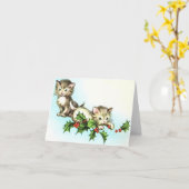 Kittens en Holly Christmas Kaart (Gele Bloem)