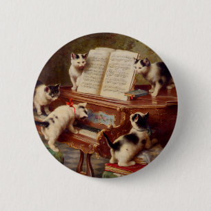 Kittens en Piano Ronde Button 5,7 Cm