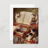 Kittens en Piano RSVP Kaartje (Voorkant / Achterkant)