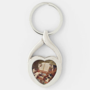 Kittens en Piano Sleutelhanger