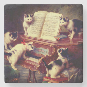 Kittens en Piano Stenen Onderzetter