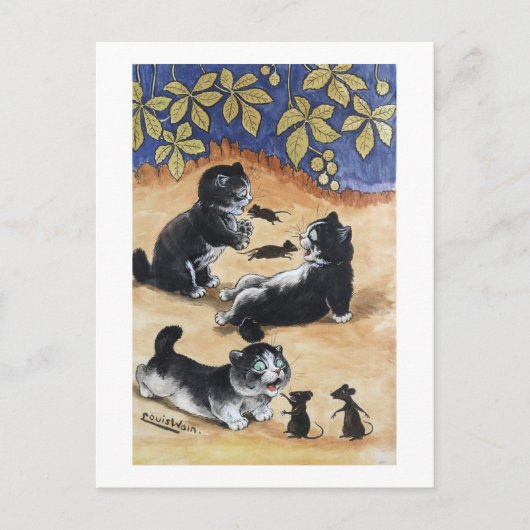 Kittens en Rats, Louis Wain Briefkaart (Voorkant)