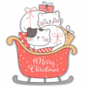 Kittens en Sleigh Sticker (Voorkant)