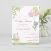 Kittens en Spring Floral | Cute Girly Baby shower Kaart (Staand voorkant)