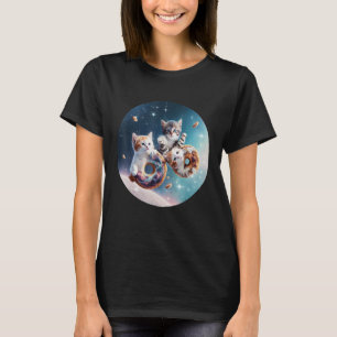 Kittens In De Ruimte Met Donuts Schattige Kat Jong T-shirt