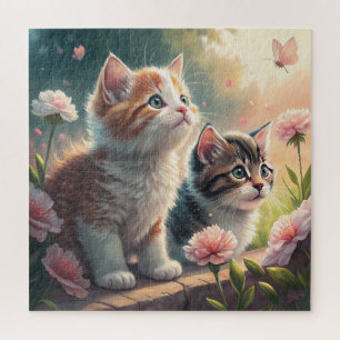 Kittens in een herfsttuin – Knus & Schattig Kat  Legpuzzel