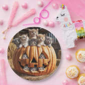 Kittens in Halloween pompoen Papieren Bordje (Feest)