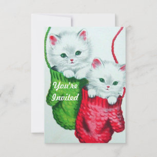 Kittens in handschoenen vrolijk kerstfeest kaart