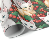 Kittens in Holly Kerstmis Cadeaupapier (Rol Hoek)
