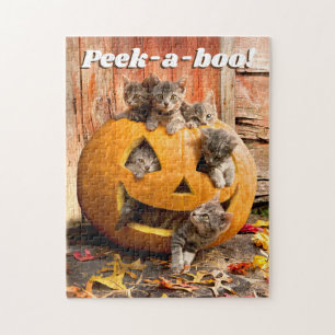 Kittens in Jack-o-Lantern Legpuzzel
