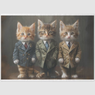 Kittens in Suits op Stage Decoupage Tissuepapier