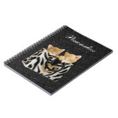 Kittens in Zebra handtas met zwarte glitter-laptop Notitieboek (Linkerzijde)