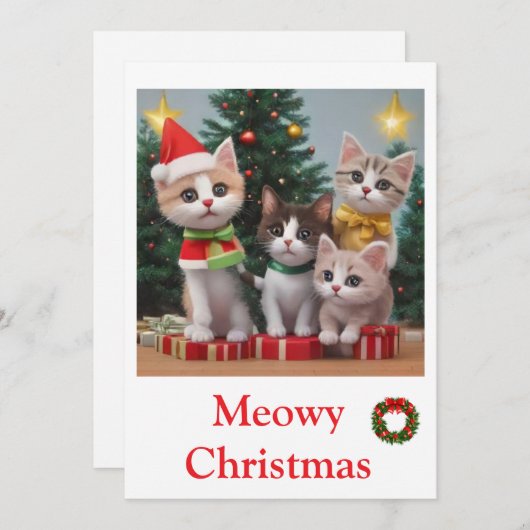 Kittens Joyeuses Cartes de Noël (Devant / Derrière)