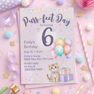 Kittens Kat Pastel Meisje 6de Verjaardag Kaart