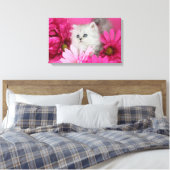 Kittens, katten, roze, polka stippen canvas afdruk (Insitu (Slaapkamer))