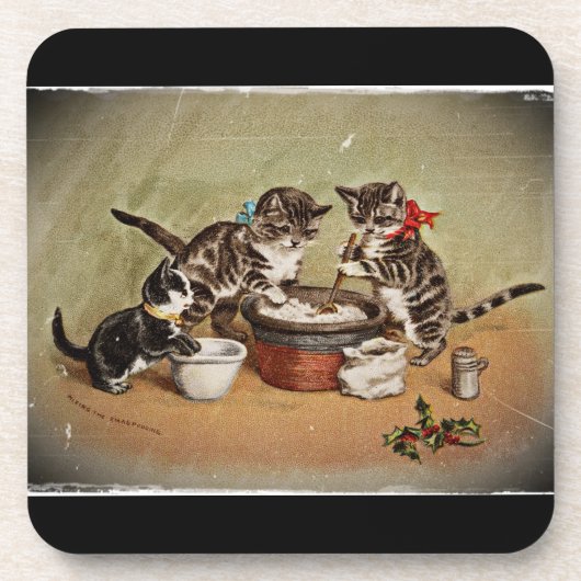 Kittens Making Pudding Bier Onderzetter (Voorkant)