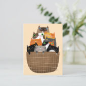 Kittens mandje briefkaart (Staand voorkant)