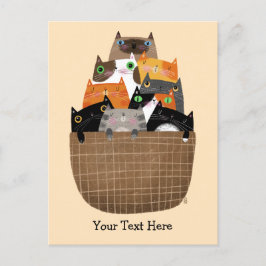 Kittens mandje uitnodiging briefkaart