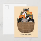 Kittens mandje uitnodiging briefkaart (Voorkant / Achterkant)