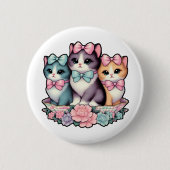  Kittens met bogen Ronde Button 5,7 Cm (Voorkant)