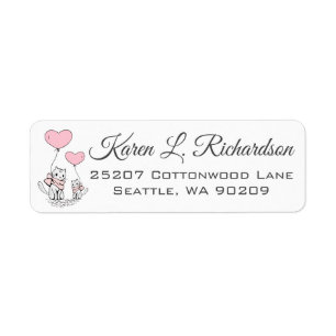 Kittens met roze ballonnen retouradreslabels etiket