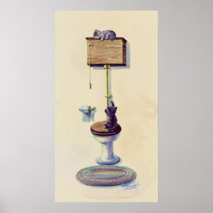 KITTENS OP DE TOILET VAN SHARON SHARPE POSTER