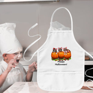Kittens op pompoenen voor Halloween Kinder Schort