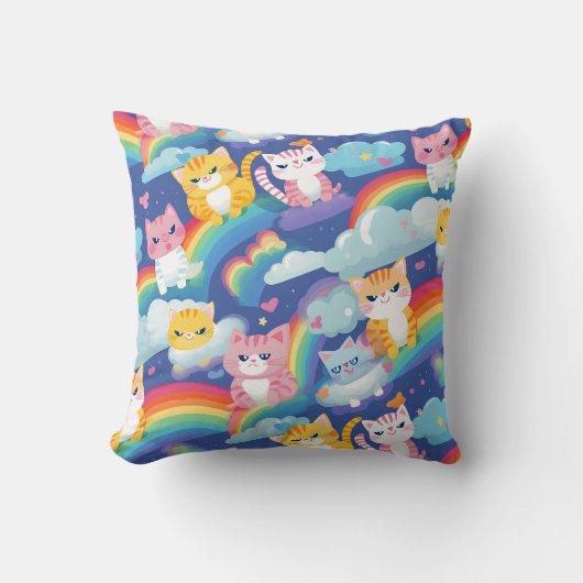 Kittens op regenbogen kussen (Voorkant)