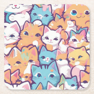 Kittens patroon vierkante kartonnen onderzetter