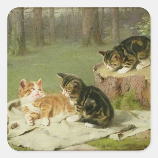 Kittens Pspelen Vierkante Sticker (Voorkant)