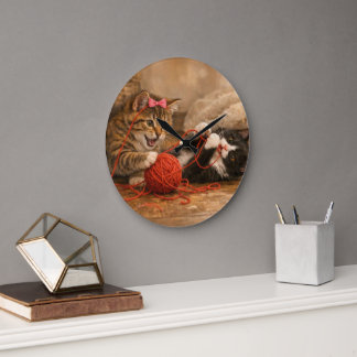 Kittens Spelend met Garens Acryl Ronde Wandklok Grote Klok
