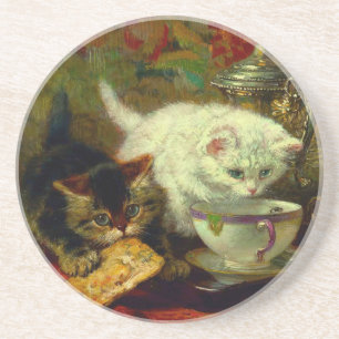 Kittens Tea Party Zandsteen Onderzetter