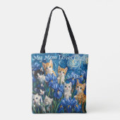 Kittens Van Gogh Style Vibe Sac fourre-tout esthét (Dos)