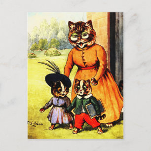 Kittens van school Louis Wain Briefkaart
