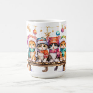 Kittens vieren Kerstmis, knuffelig en schattig, Koffiemok