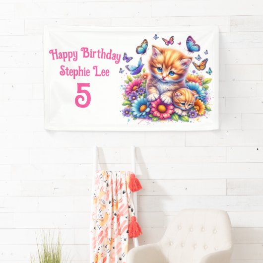 Kittens, Vlinders en Bloemen Spandoek (Insitu)