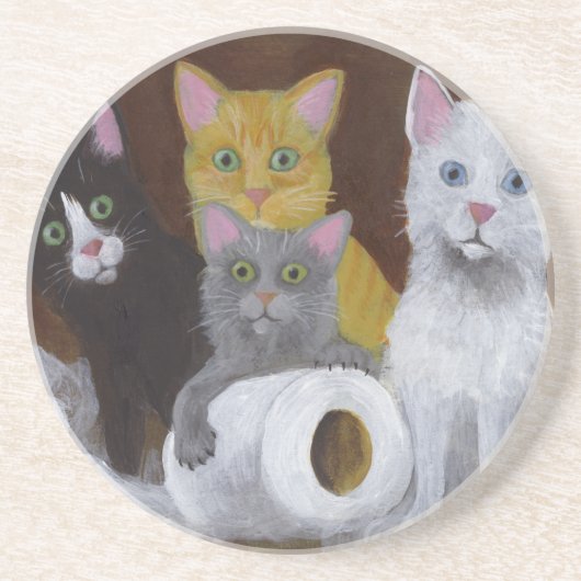 Kittens voor games zandsteen onderzetter (Voorkant)