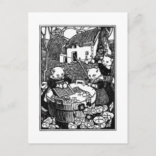 Kittens Washing Mittens Nursery Rhyme Briefkaart