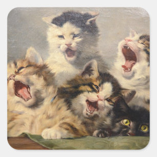 Kittensymfonie door Julius Adam II Vierkante Sticker