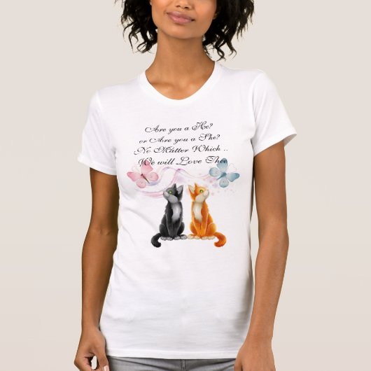 Kitties et papillons attendent T-shirt (Devant)