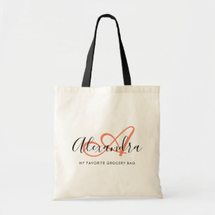 Kittig Roze Elegante Script Naam Monogram Tote Bag